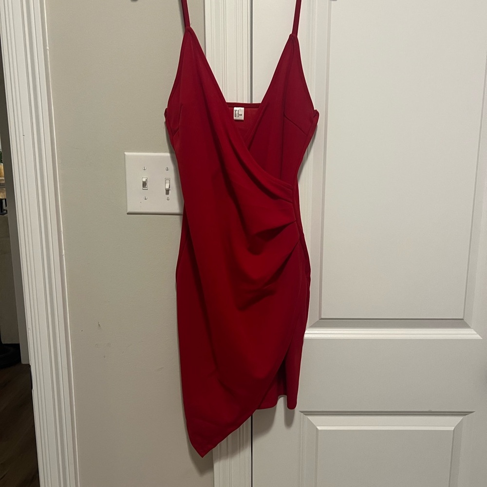 Elegant Red Draped Dress